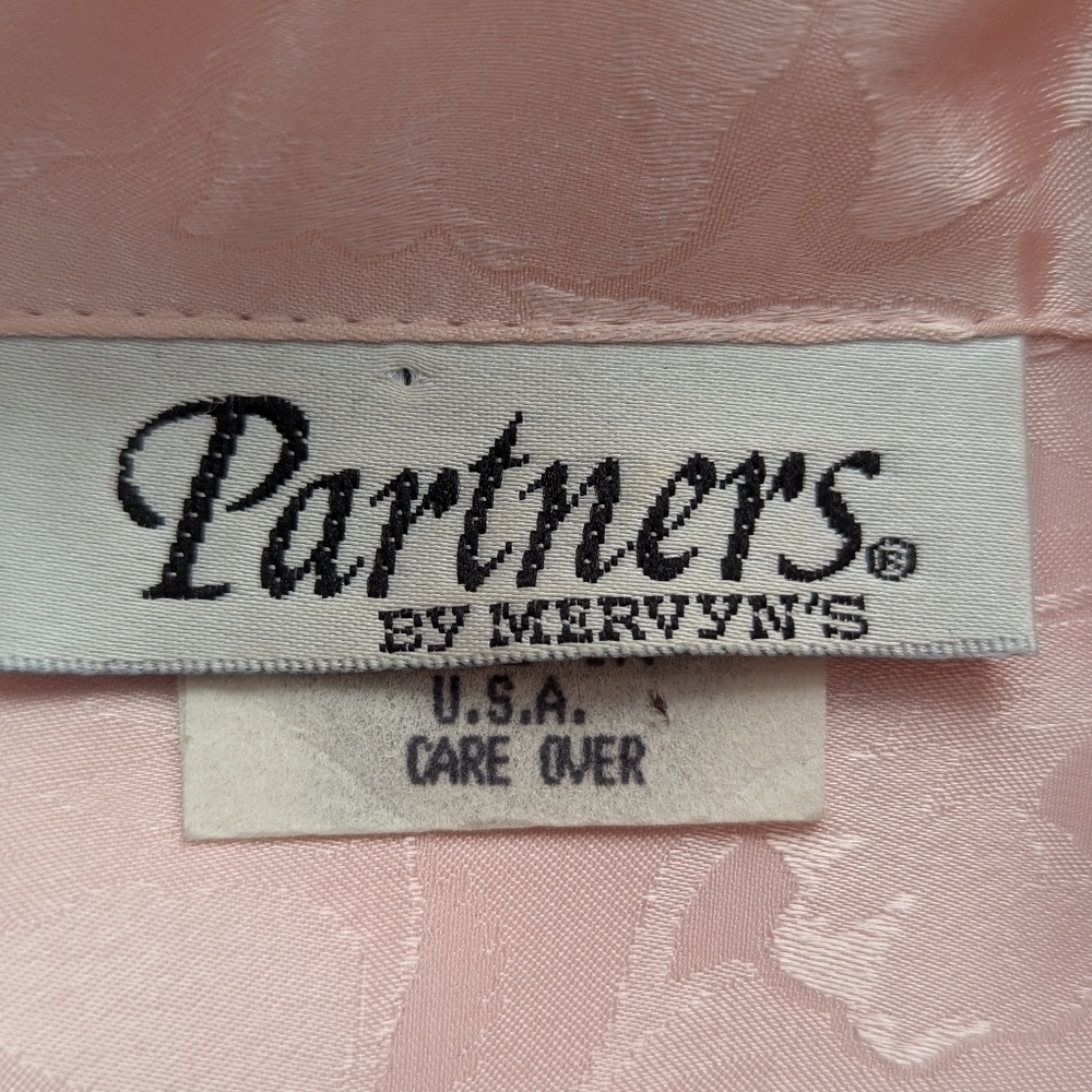 Vintage 80s Pink Satin Floral Blouse Sheer Jacquard Button Up Coquette Romance - Picture 5 of 13
